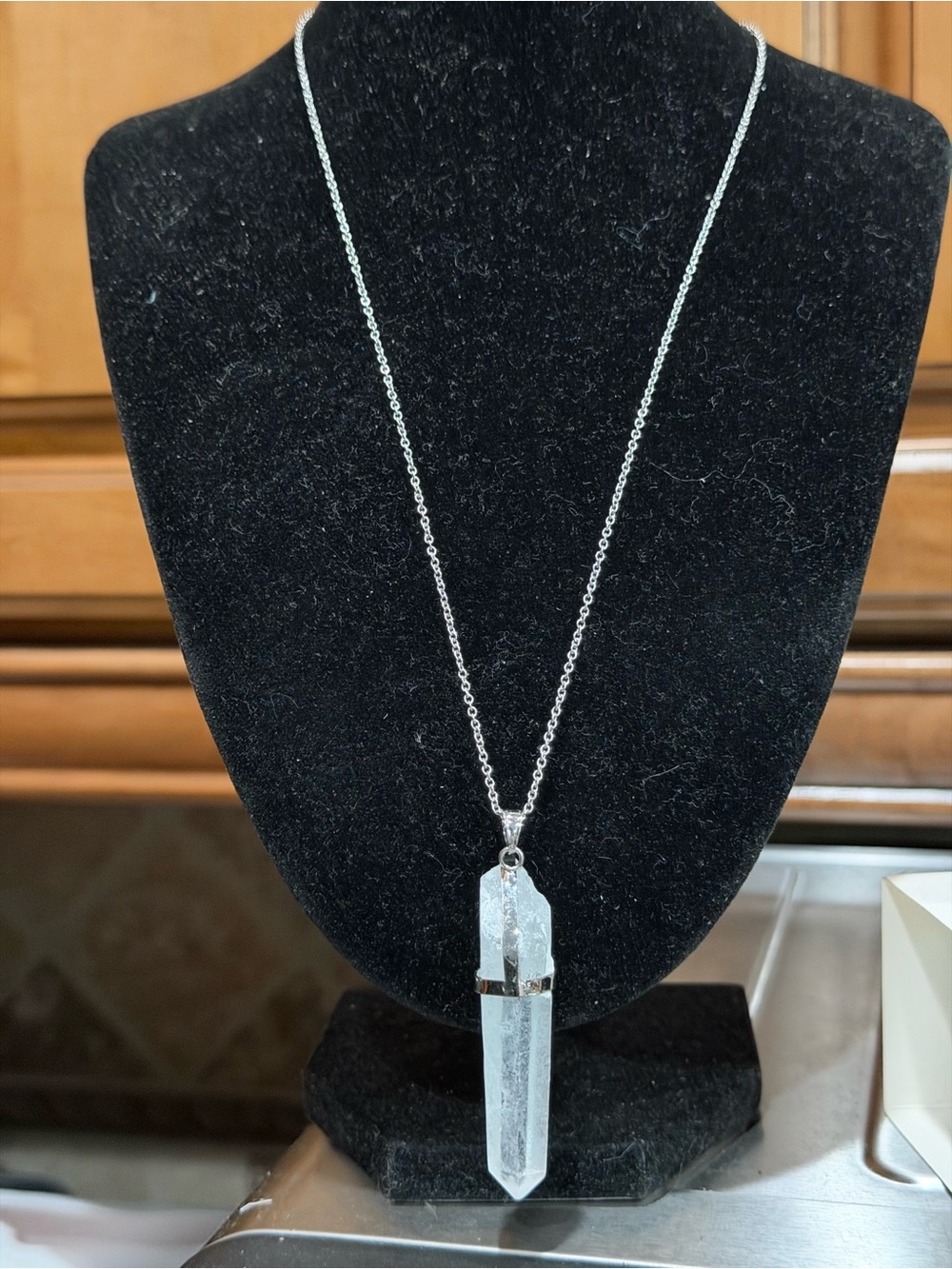 Austrian Crystal Quartz Pendant Necklace - Silver Tone 20 inches